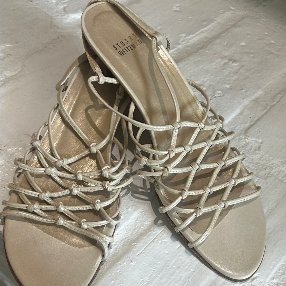 Stuart Weitzman Ivory Knotted Sandals